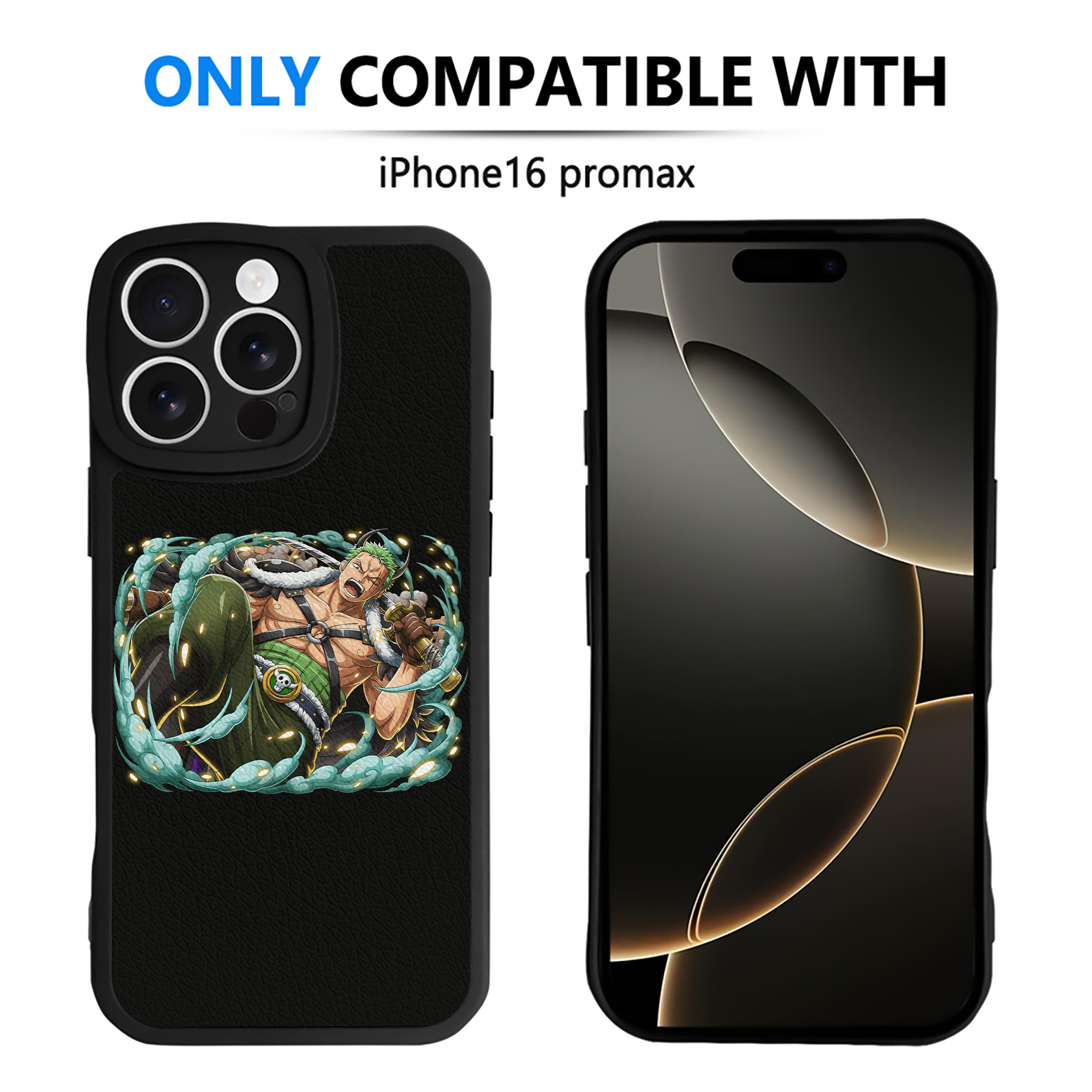 （画像用） ワンピース ロロノア・ゾロ ONE PIECE Roronoa Zoro 【iPhone 16シリーズ対応】シリコンスマホケース（レザー調） 材質：シリコン